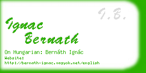 ignac bernath business card